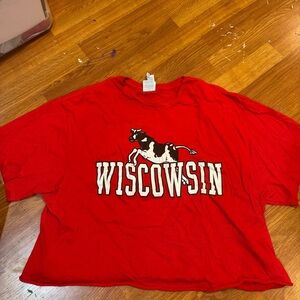Red “Wiscowsin” Cropped T-shirt